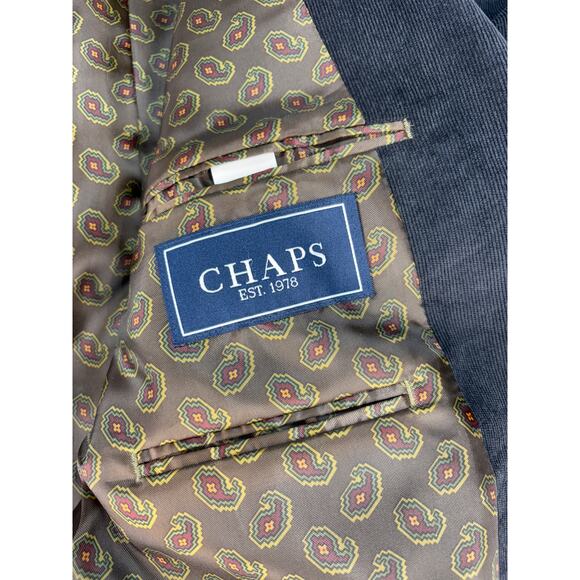 Chaps Classic-Fit Corduroy Stretch Sport Coat (Dark Gray, 42 Regular) Paisley - Picture 6 of 10